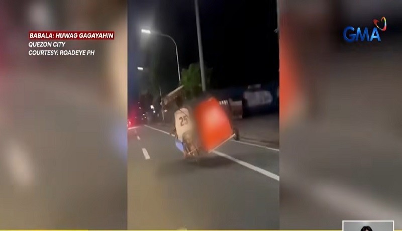 Inisyuhan ng show-cause order ng Land Transportation Office (LTO) ang isang tricycle driver na nahuli-cam na tila nag-e-exhibition dahil patagilid sa pag-arangkada sa Quezon City. Depensa niya, na-flat ang gulong sa sidecar.